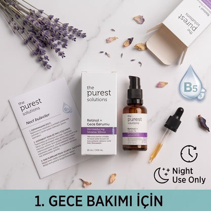 The Purest Solutions Yaşlanma Karşıtı ve Kırışıklık Giderici, Onarıcı Retinol Gece Serumu 30 Ml