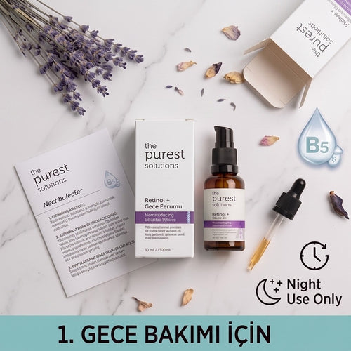 The Purest Solutions Yaşlanma Karşıtı ve Kırışıklık Giderici, Onarıcı Retinol Gece Serumu 30 Ml