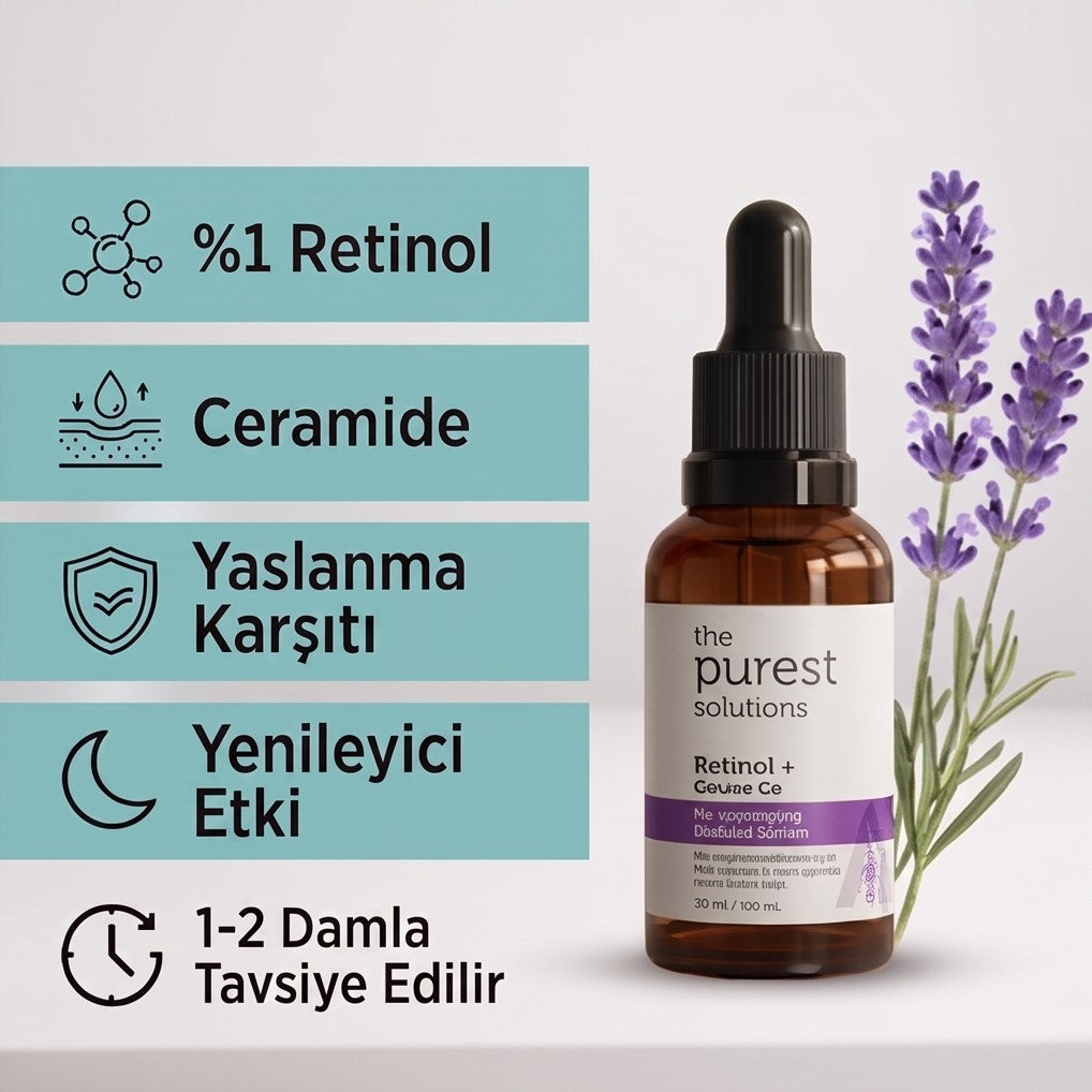 The Purest Solutions Yaşlanma Karşıtı ve Kırışıklık Giderici, Onarıcı Retinol Gece Serumu 30 Ml