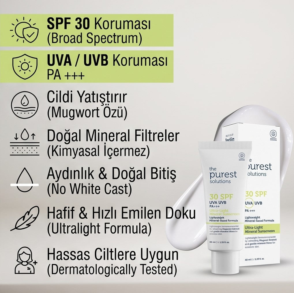The Purest Solutions Mineral Filtreli Güneş Koruyucu Krem SPF 30, 40 ml
