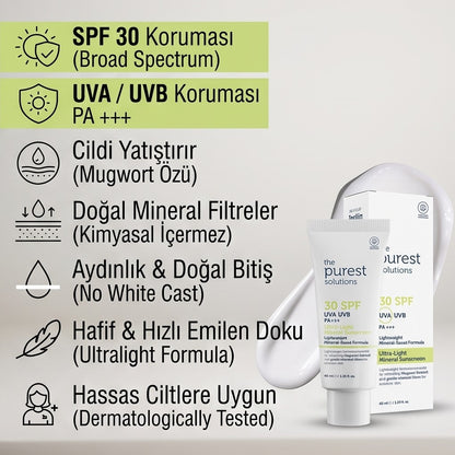 The Purest Solutions Mineral Filtreli Güneş Koruyucu Krem SPF 30, 40 ml