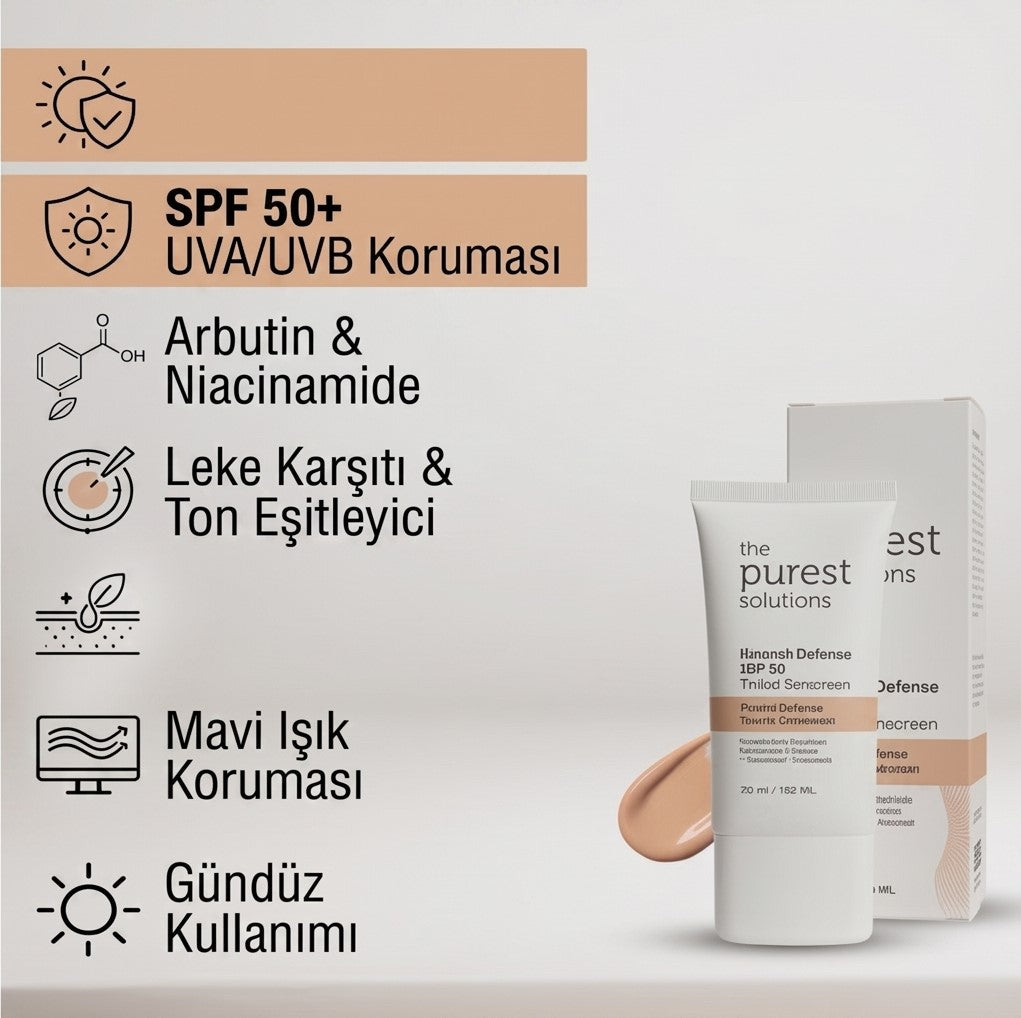The Purest Solutions Cilt Tonu Eşitleyici ve Leke Karşıtı Blemish Defense Renkli Güneş Koruyucu Krem SPF 50, 50 Ml