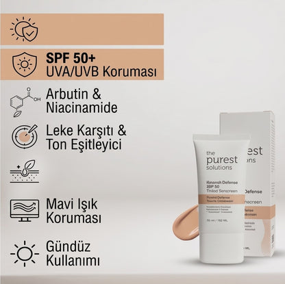 The Purest Solutions Cilt Tonu Eşitleyici ve Leke Karşıtı Blemish Defense Renkli Güneş Koruyucu Krem SPF 50, 50 Ml