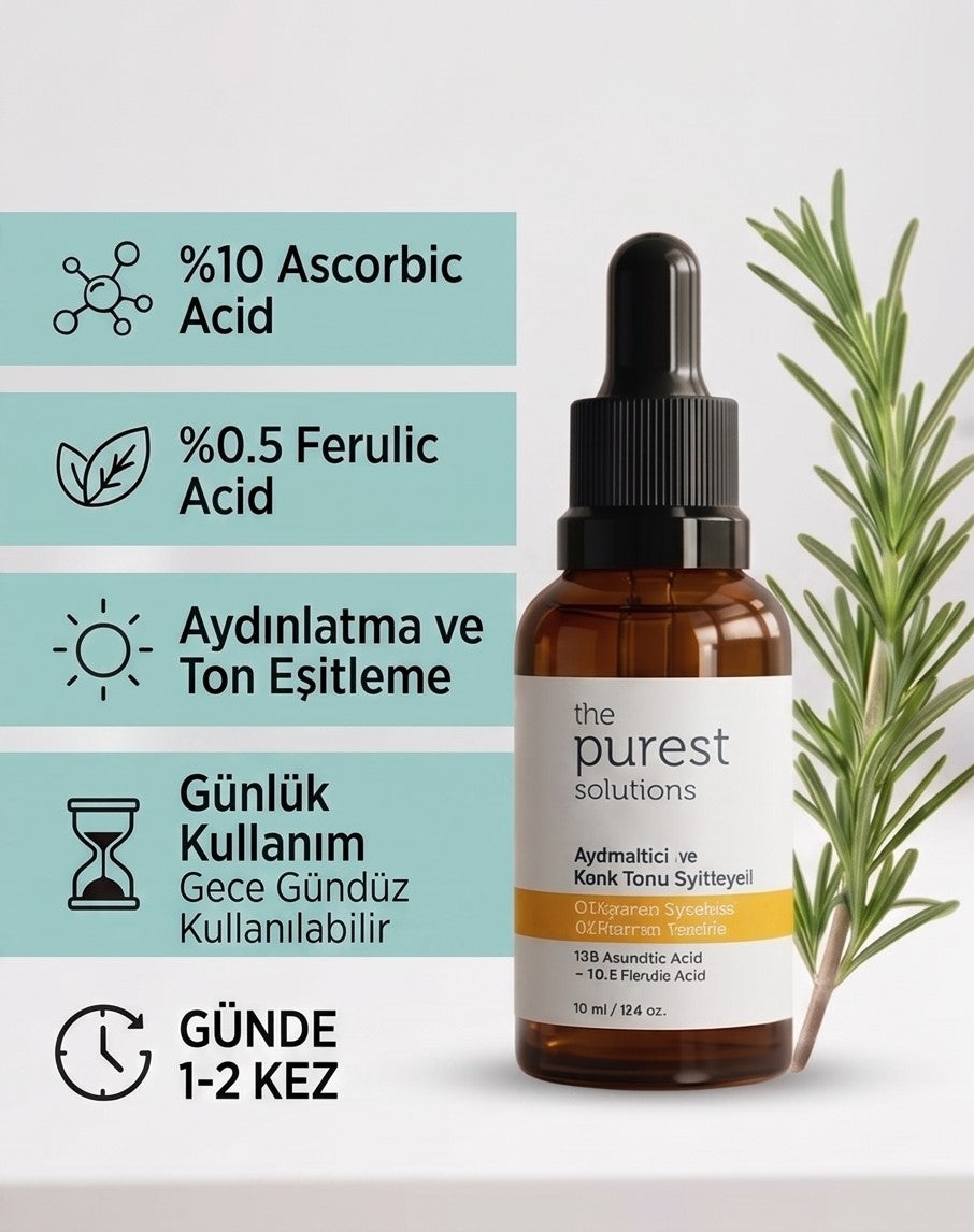 The Purest Solutions Aydınlatıcı ve Cilt Tonu Eşitleyici C Vitamini Cilt Serumu 30 Ml