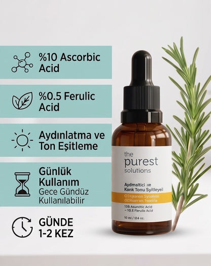 The Purest Solutions Aydınlatıcı ve Cilt Tonu Eşitleyici C Vitamini Cilt Serumu 30 Ml