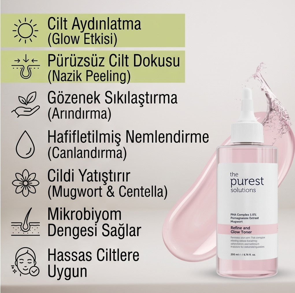 The Purest Solutions Hassas Ciltler İçin Arındırıcı ve Aydınlatıcı PHA Pembe Tonik 200 Ml