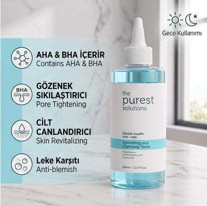 The Purest Solutions Canlandırıcı ve Gözenek Sıkılaştırıcı Glikolik Asit Mavi Tonik 200 Ml